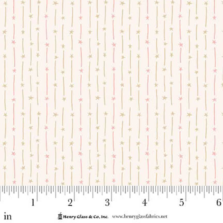 Fabric Henry Glass Cream Pink Star Stripe Hearth & Home by the Quarter Yard 3611-42