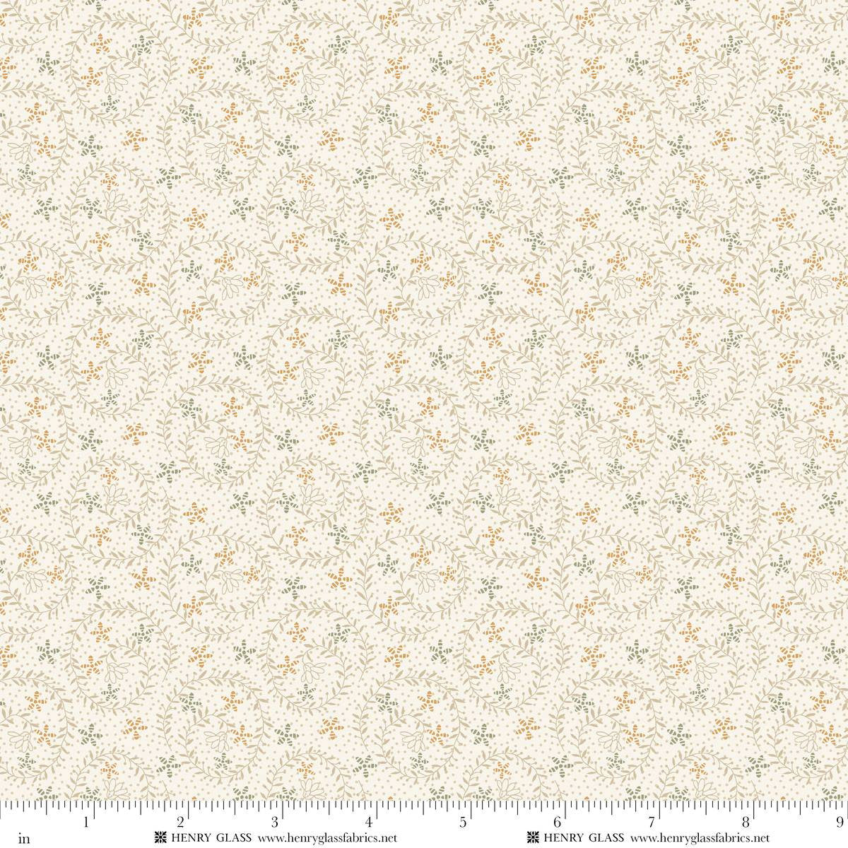 Fabric Henry Glass Cream Sprig Bountiful Blessings by the Quarter Yard 3638-44