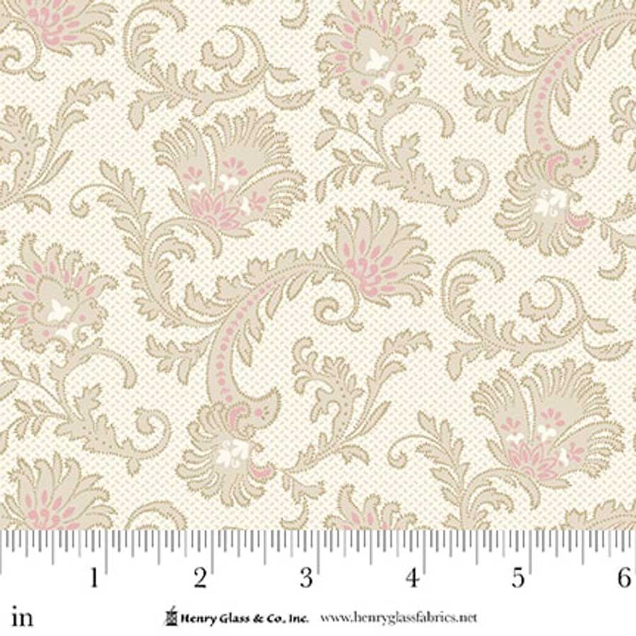 Fabric Henry Glass Cream Stylized Floral Sprays Candlelight & Romance 118" Wide Back by the Quarter Yard 2307-44