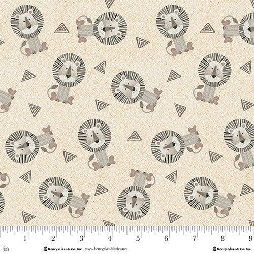 Fabric Henry Glass Cream Tossed Lions Jungle Romp Minky by the Quarter Yard 2245MK-33