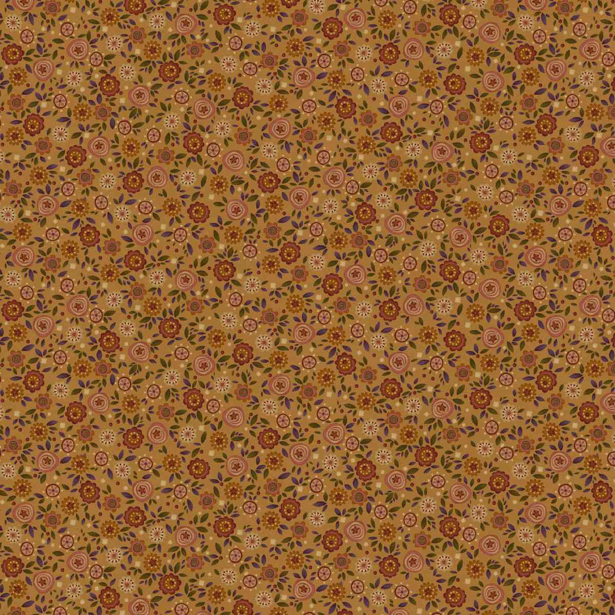 Fabric Henry Glass Gold Calico Bountiful Blessings by the Quarter Yard 3636-33
