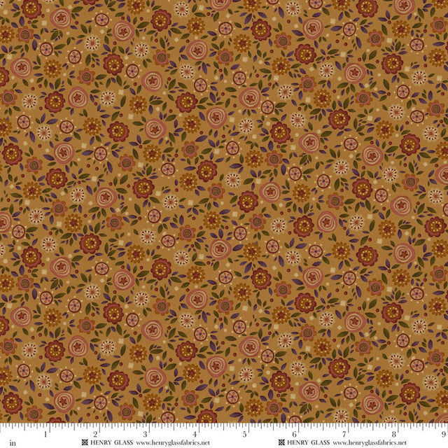 Fabric Henry Glass Gold Calico Bountiful Blessings by the Quarter Yard 3636-33