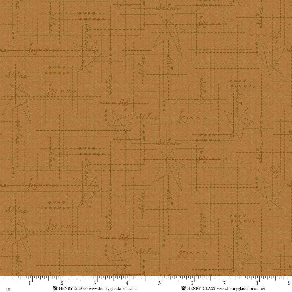 Fabric Henry Glass Gold Words Cross Roads Bountiful Blessings by the Quarter Yard 3639-33