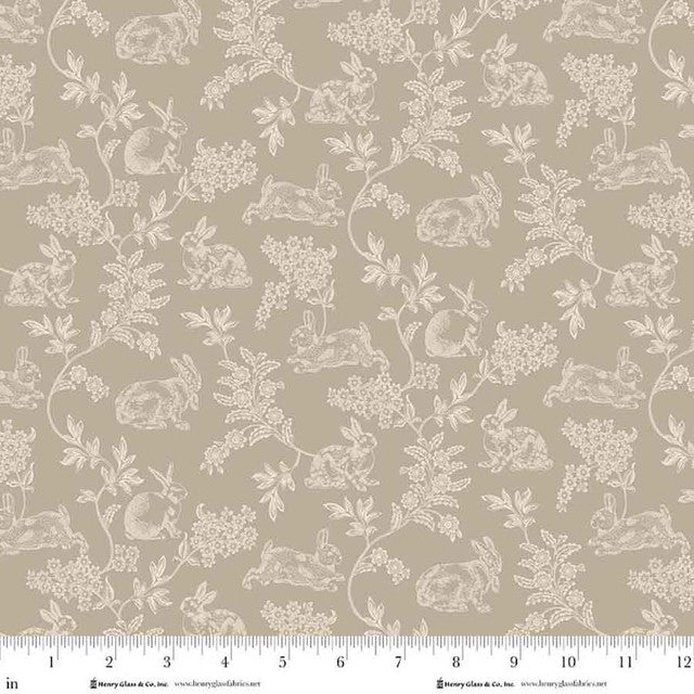 Fabric Henry Glass Gray Meadow Toile Love Struck by the Quarter Yard 2305-93