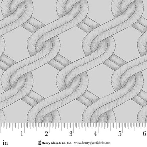 Fabric Henry Glass Gray Stitched Braid 108" Wide Back by the Quarter Yard 2155-90