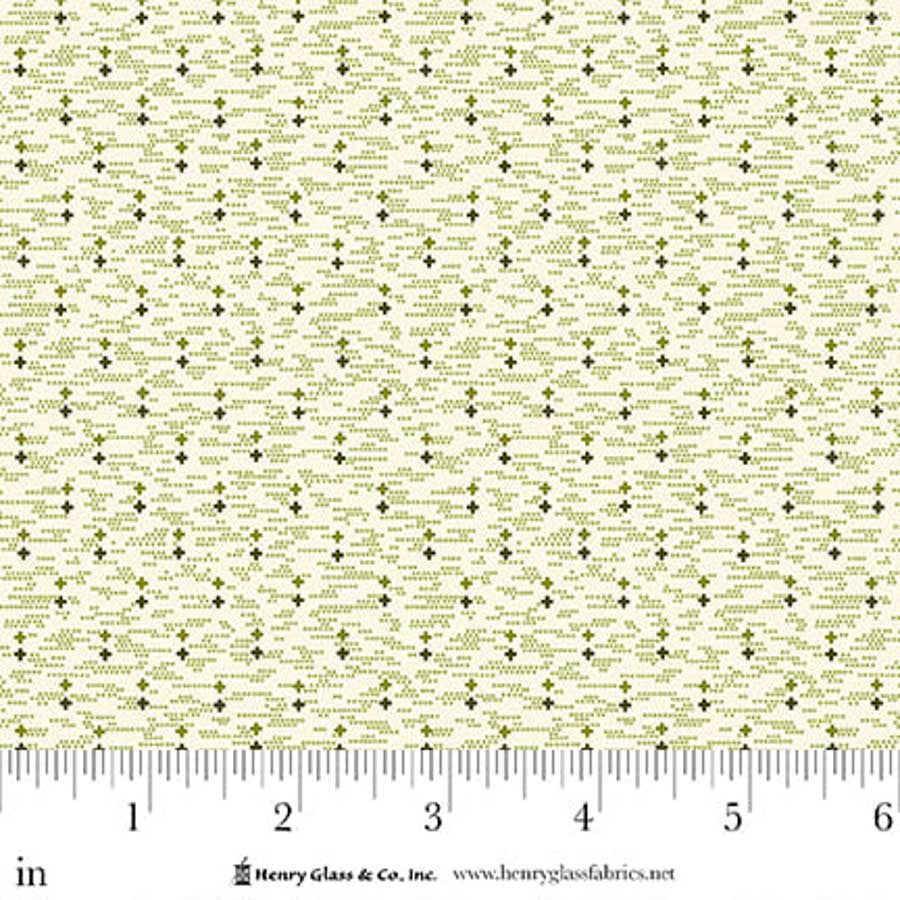 Fabric Henry Glass Green Geometric Ditsy Seasonal Shirtings by the Quarter Yard 2566-06
