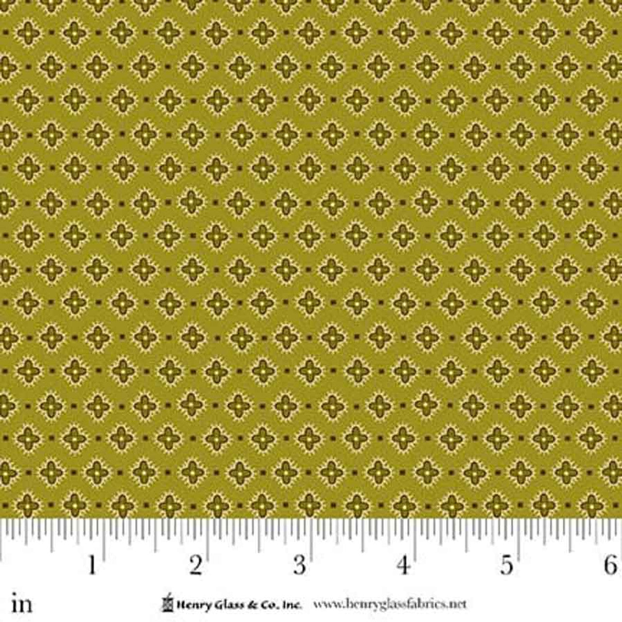 Fabric Henry Glass Green Hibiscus Love Struck by the Quarter Yard 2295-66