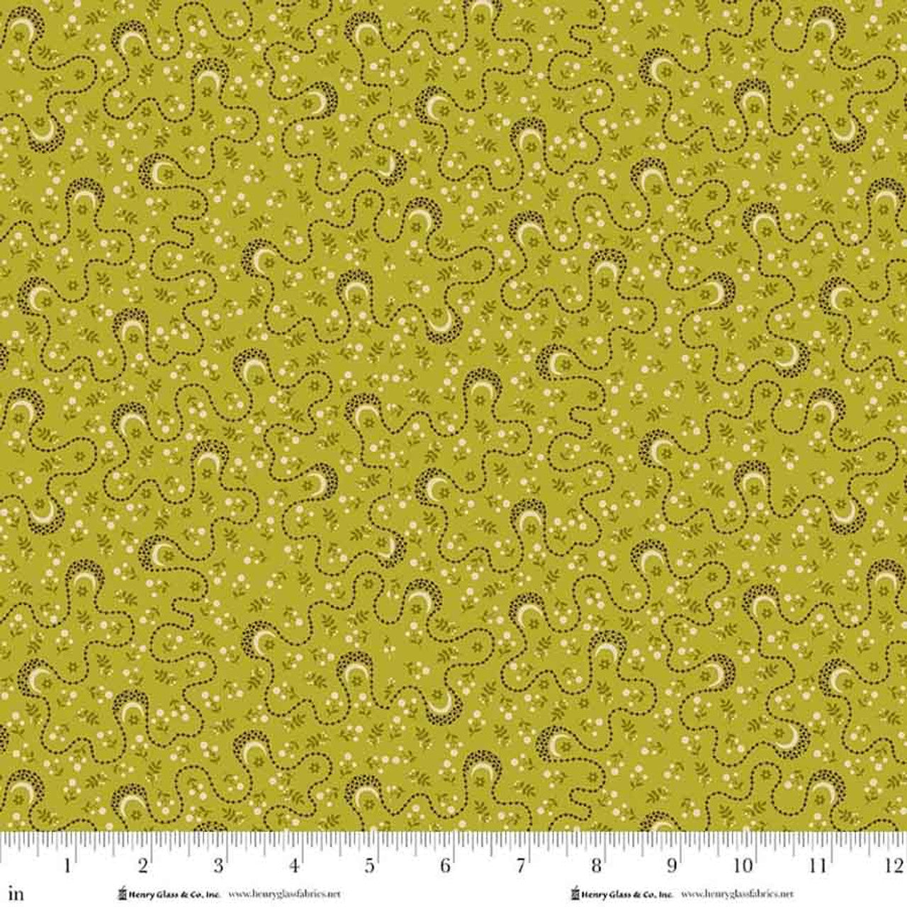 Fabric Henry Glass Green Nature Walk Love Struck by the Quarter Yard 2294-66