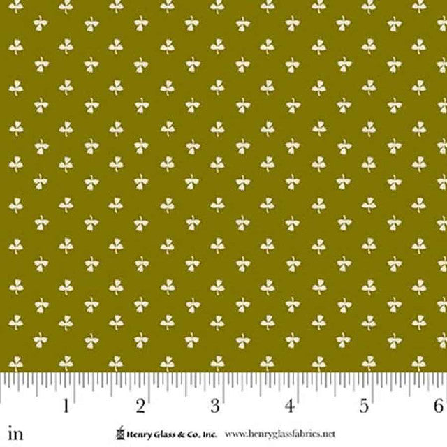 Fabric Henry Glass Green Potted Tulips Love Struck by the Quarter Yard 2291-66