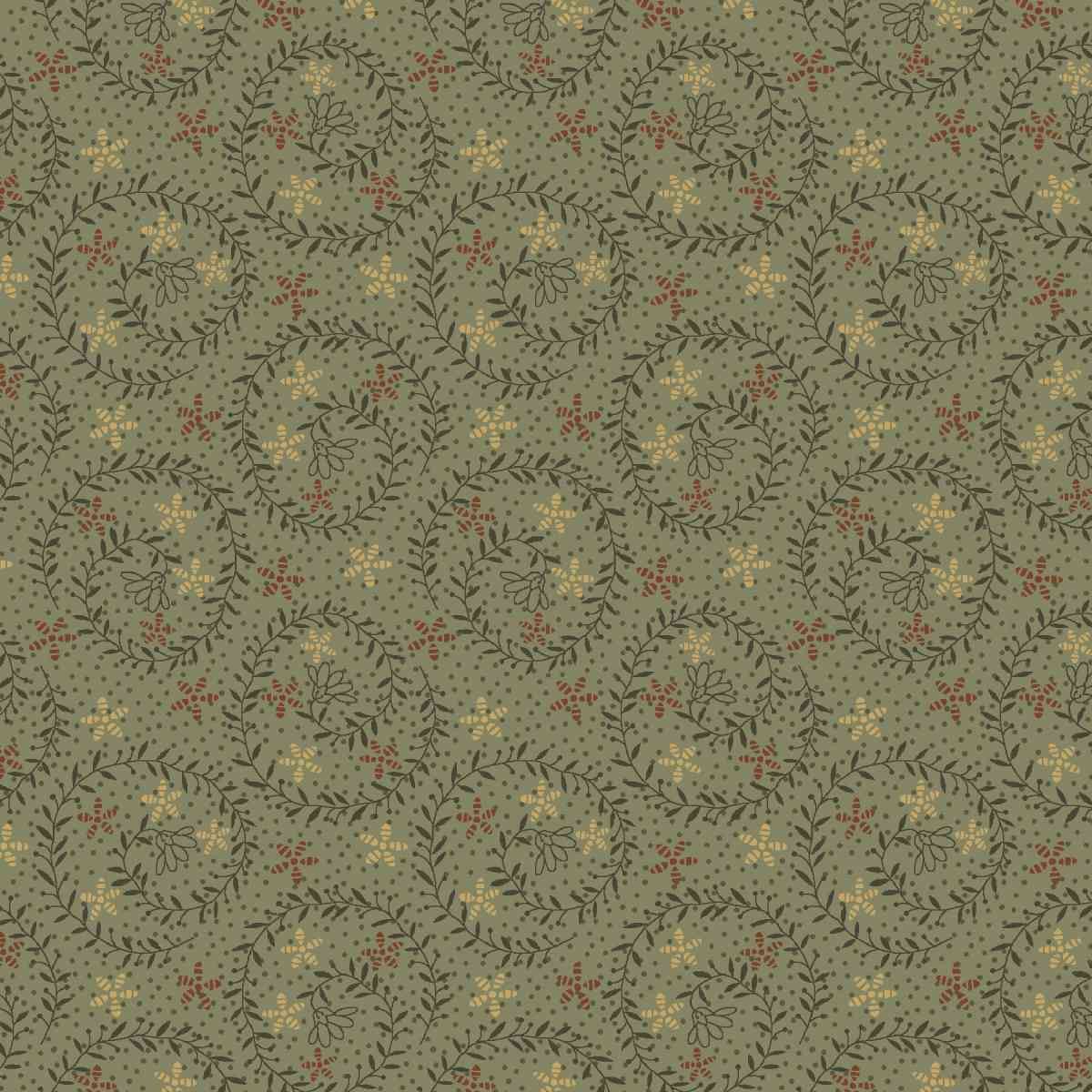 Fabric Henry Glass Green Sprig Bountiful Blessings by the Quarter Yard 3638-66