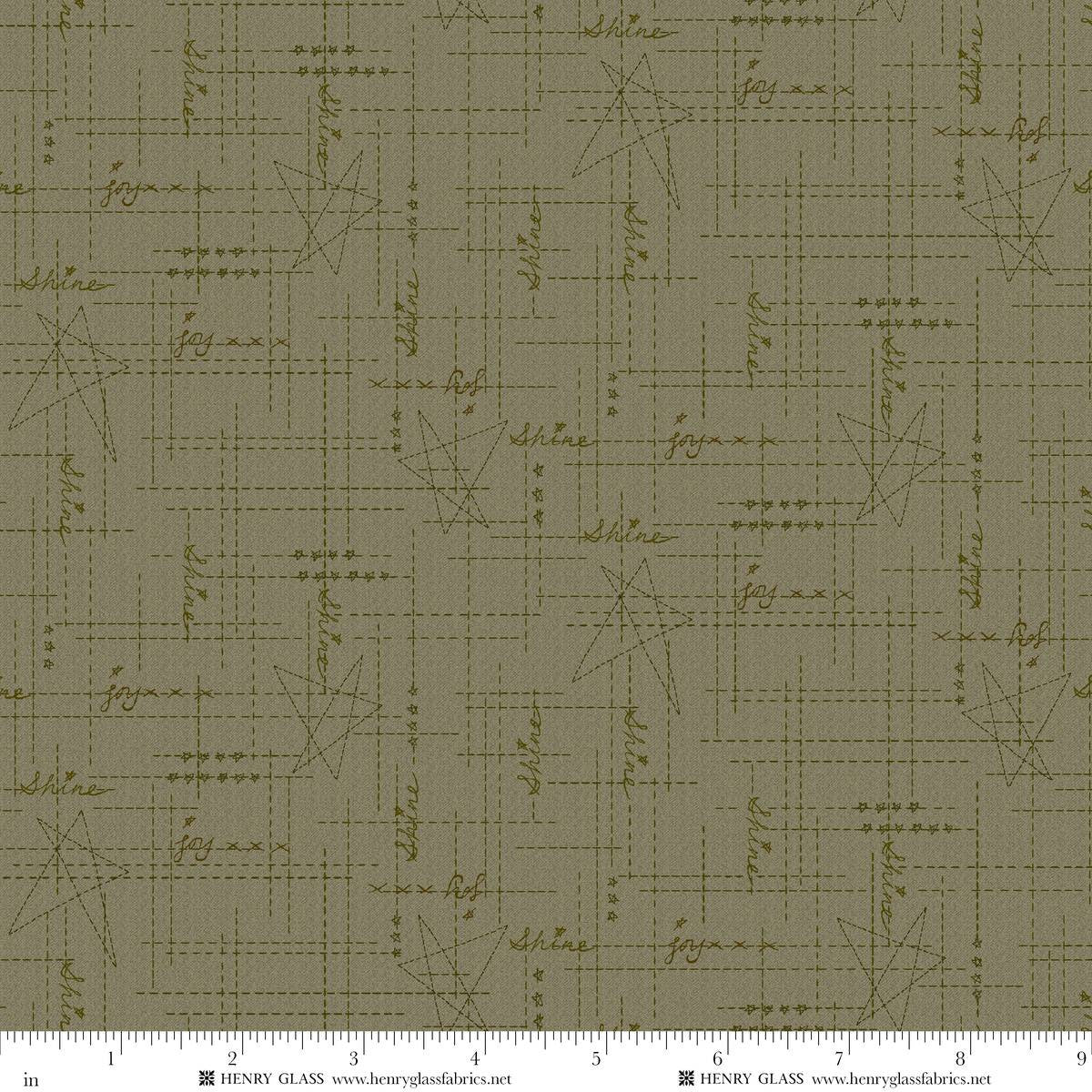 Fabric Henry Glass Green Words Cross Roads Bountiful Blessings by the Quarter Yard 3639-66