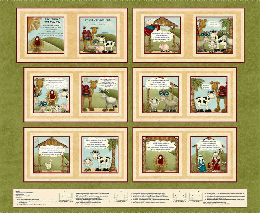 Fabric Henry Glass Little Readers 6 Do You See What I See? Book Panel 2372BP-66