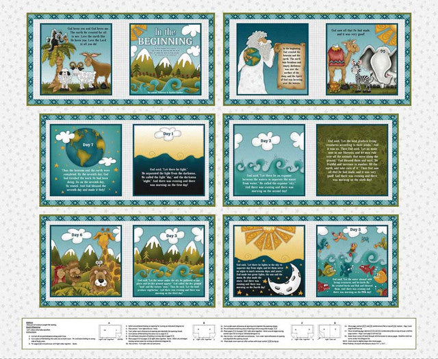 Fabric Henry Glass Little Readers 6 In The Beginning Book Panel 2373BP-19