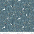 Fabric Henry Glass Medium Blue Frolicking Bunnies Norwegian Forest by the Quarter Yard 3544-77