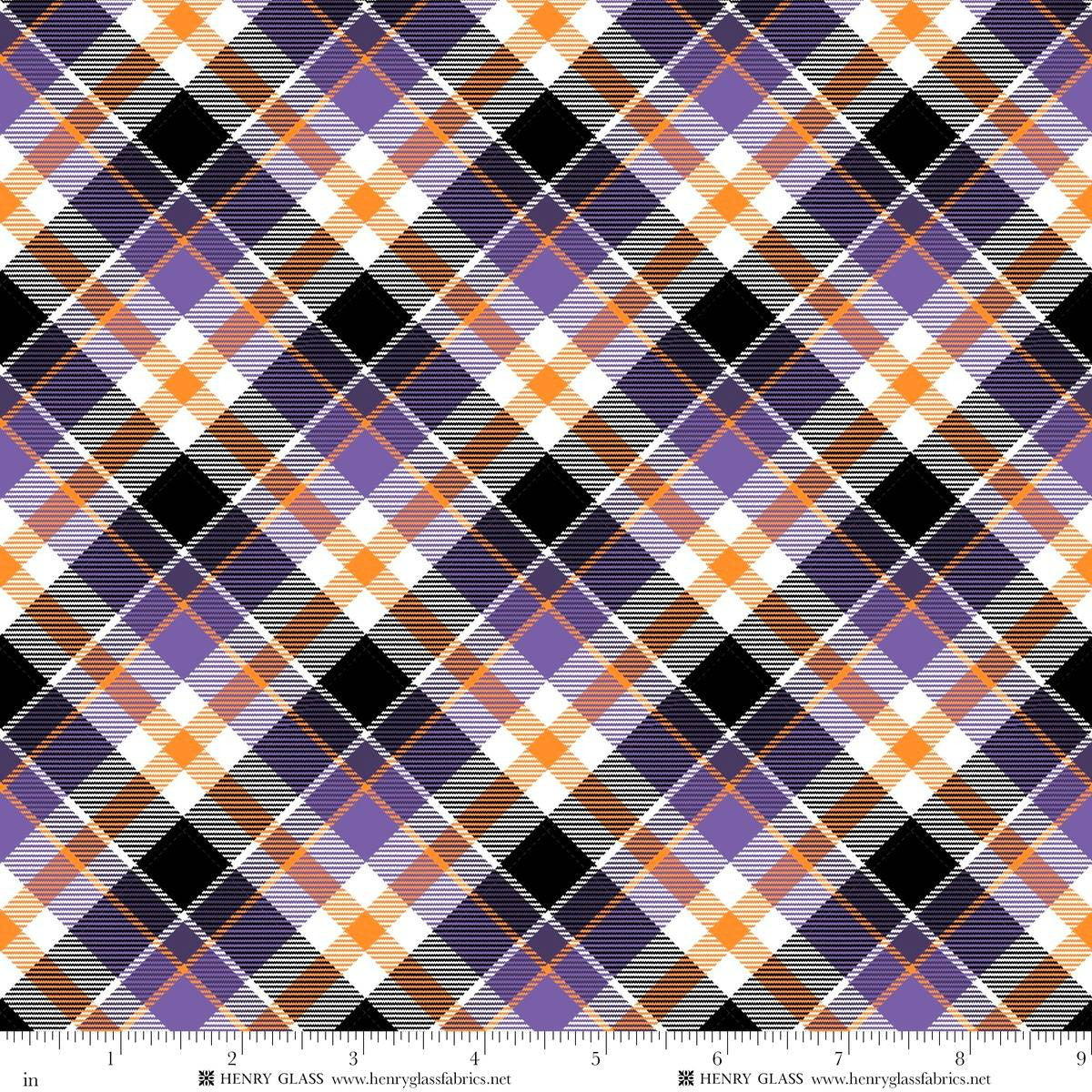 Fabric Henry Glass Multi Bias Plaid Glow in the Dark Moonlight Mischief by the Quarter Yard 2558G-59