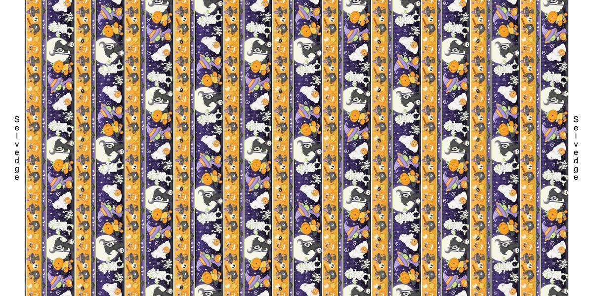 Fabric Henry Glass Multi Novelty Stripe Glow in the Dark Moonlight Mischief by the Quarter Yard 2556G-53