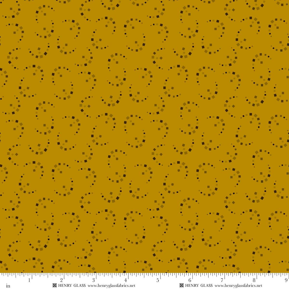 Fabric Henry Glass Mustard Crescent Toss Harvest Thyme by the Quarter Yard 2464-404
