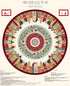 Nordic holiday village tree skirt design with colorful houses and festive elements.