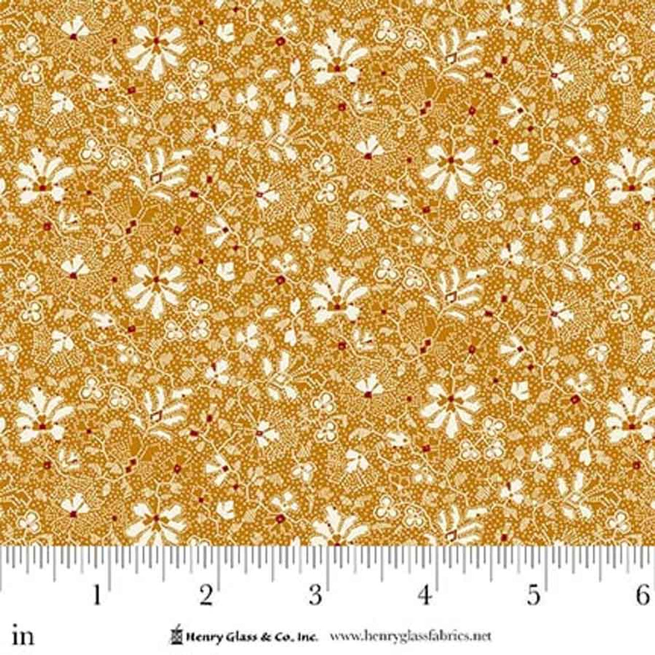 Fabric Henry Glass Orange Clover Patch Love Struck by the Quarter Yard 2287-30