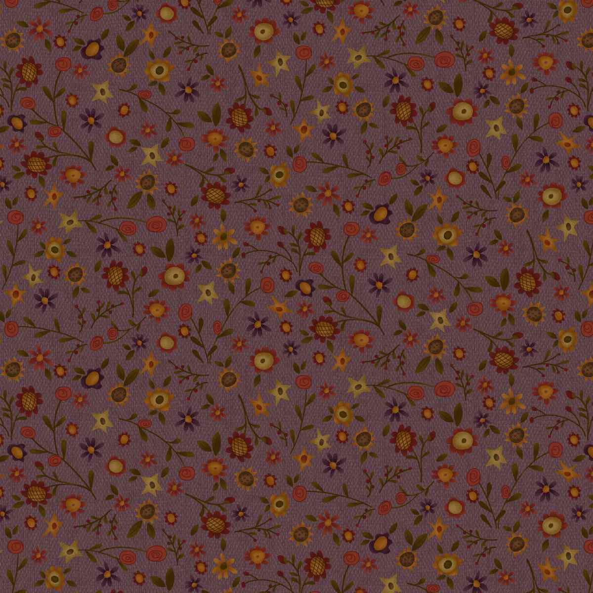 Fabric Henry Glass Purple Autumn Flower Toss Bountiful Blessings by the Quarter Yard 3634-55
