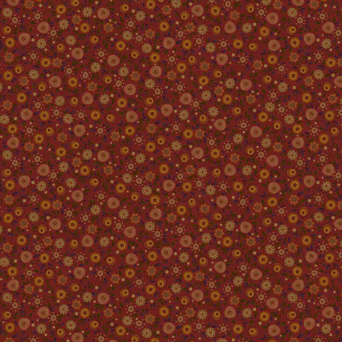 Fabric Henry Glass Red Calico Bountiful Blessings by the Quarter Yard 3636-88