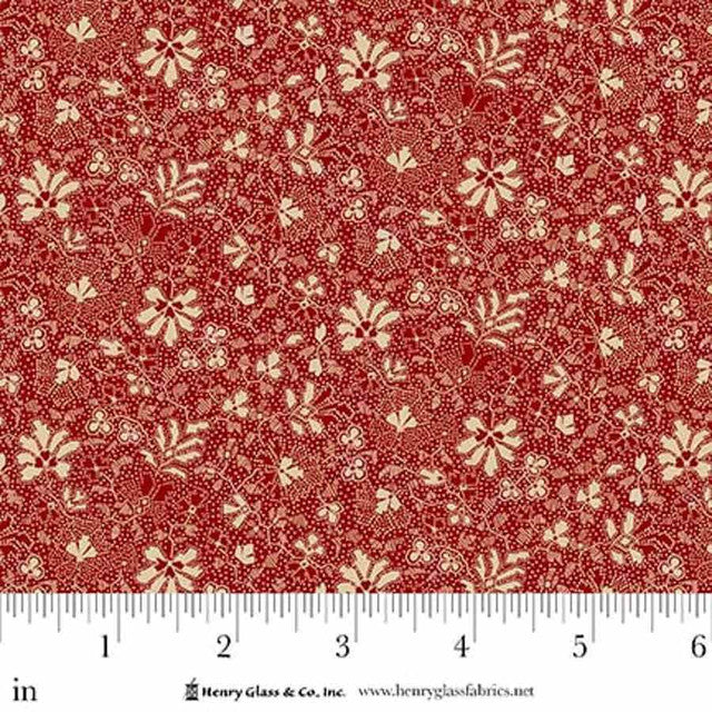 Fabric Henry Glass Red Clover Patch Love Struck by the Quarter Yard 2287-88