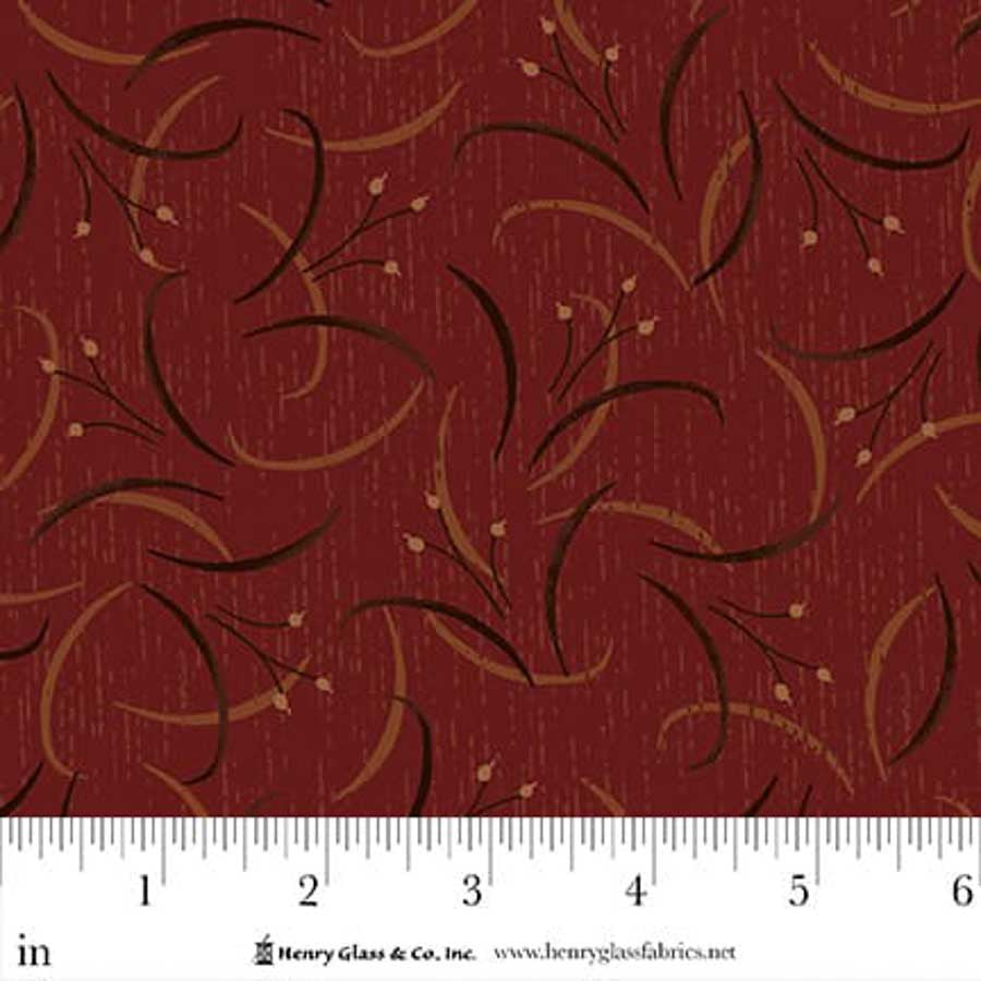 Fabric Henry Glass Red Lily Swirl Hearth & Home by the Quarter Yard 3614-88
