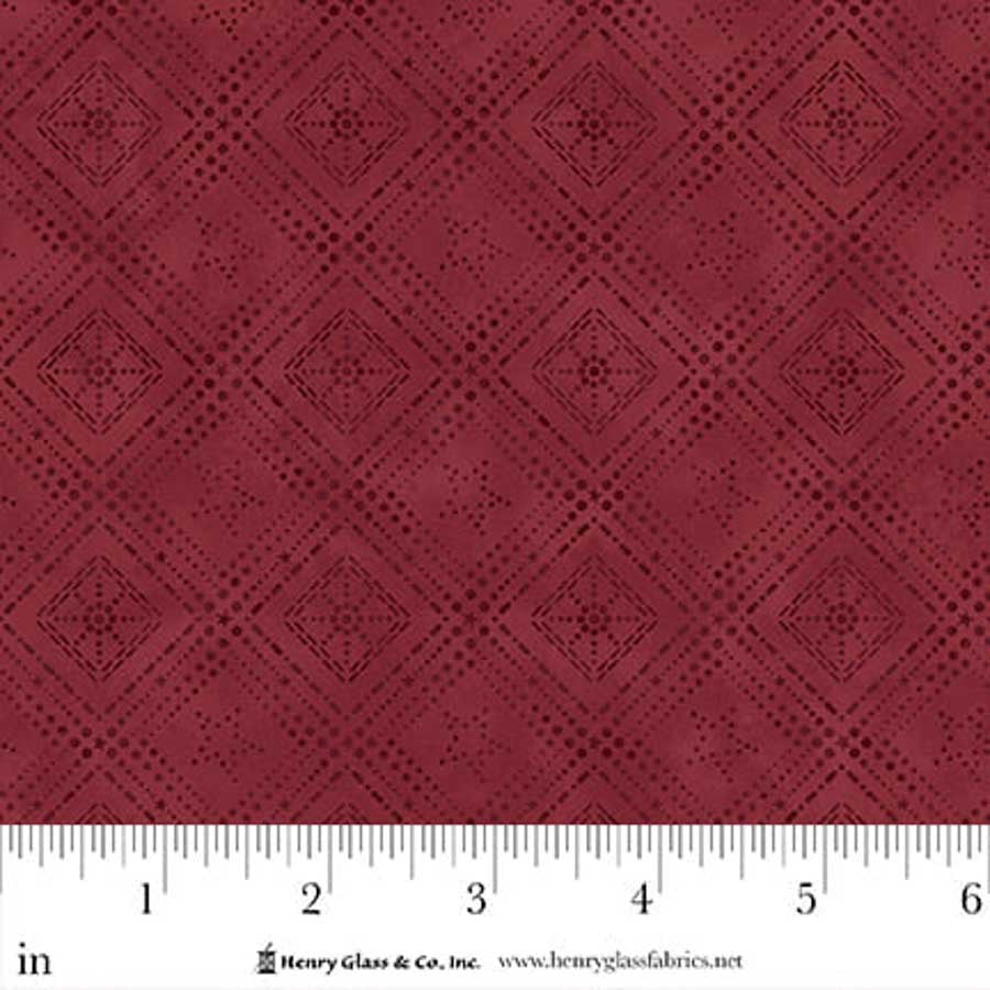 Fabric Henry Glass Red Log Cabin Dot Hearth & Home by the Quarter Yard 3613-88