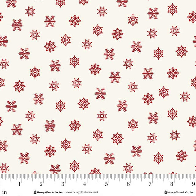 Fabric Henry Glass Red Snowflake Seasonal Shirtings by the Quarter Yard 2569-08