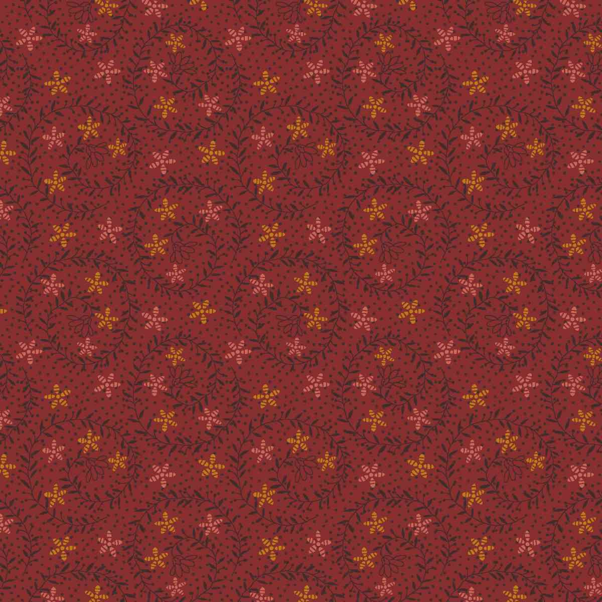 Fabric Henry Glass Red Sprig Bountiful Blessings by the Quarter Yard 3638-88