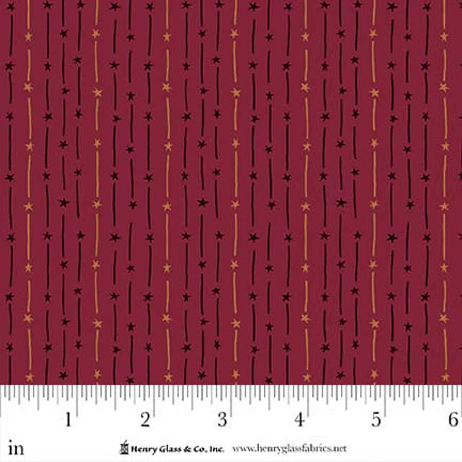 Fabric Henry Glass Red Star Stripe Hearth & Home by the Quarter Yard 3611-89