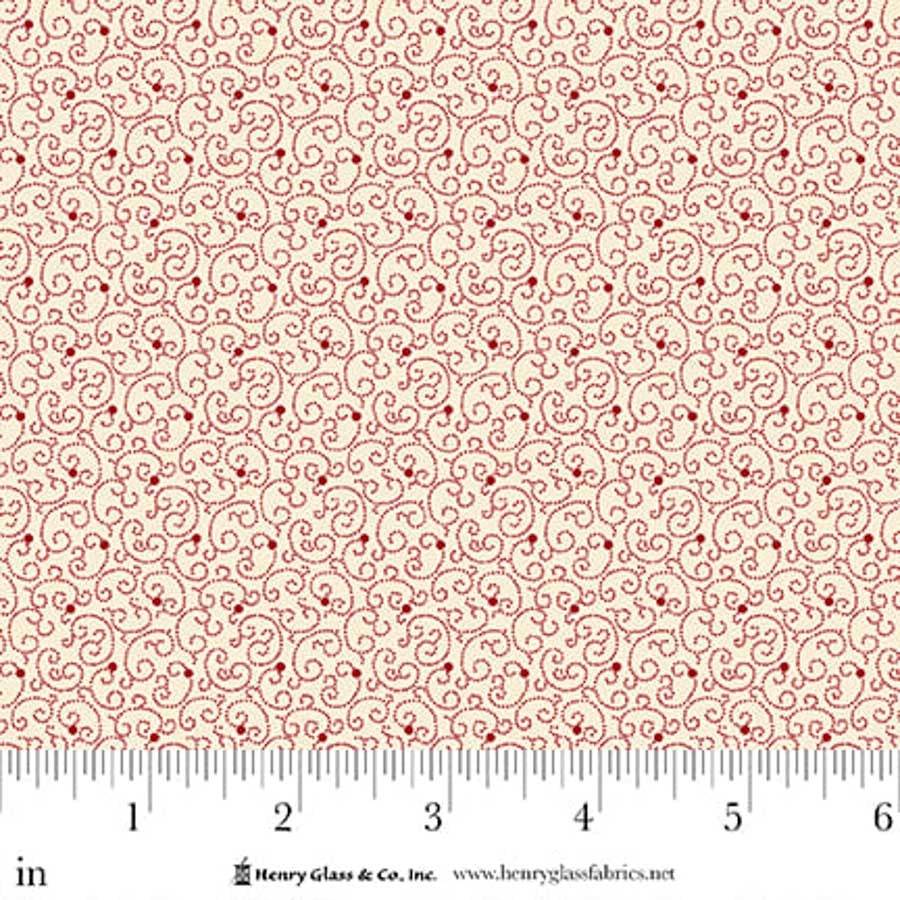 Fabric Henry Glass Red Swirly Dot Seasonal Shirtings by the Quarter Yard 2568-08
