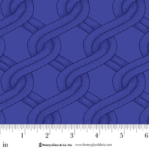 Fabric Henry Glass Royal Blue Stitched Braid 108" Wide Back by the Quarter Yard 2155-77