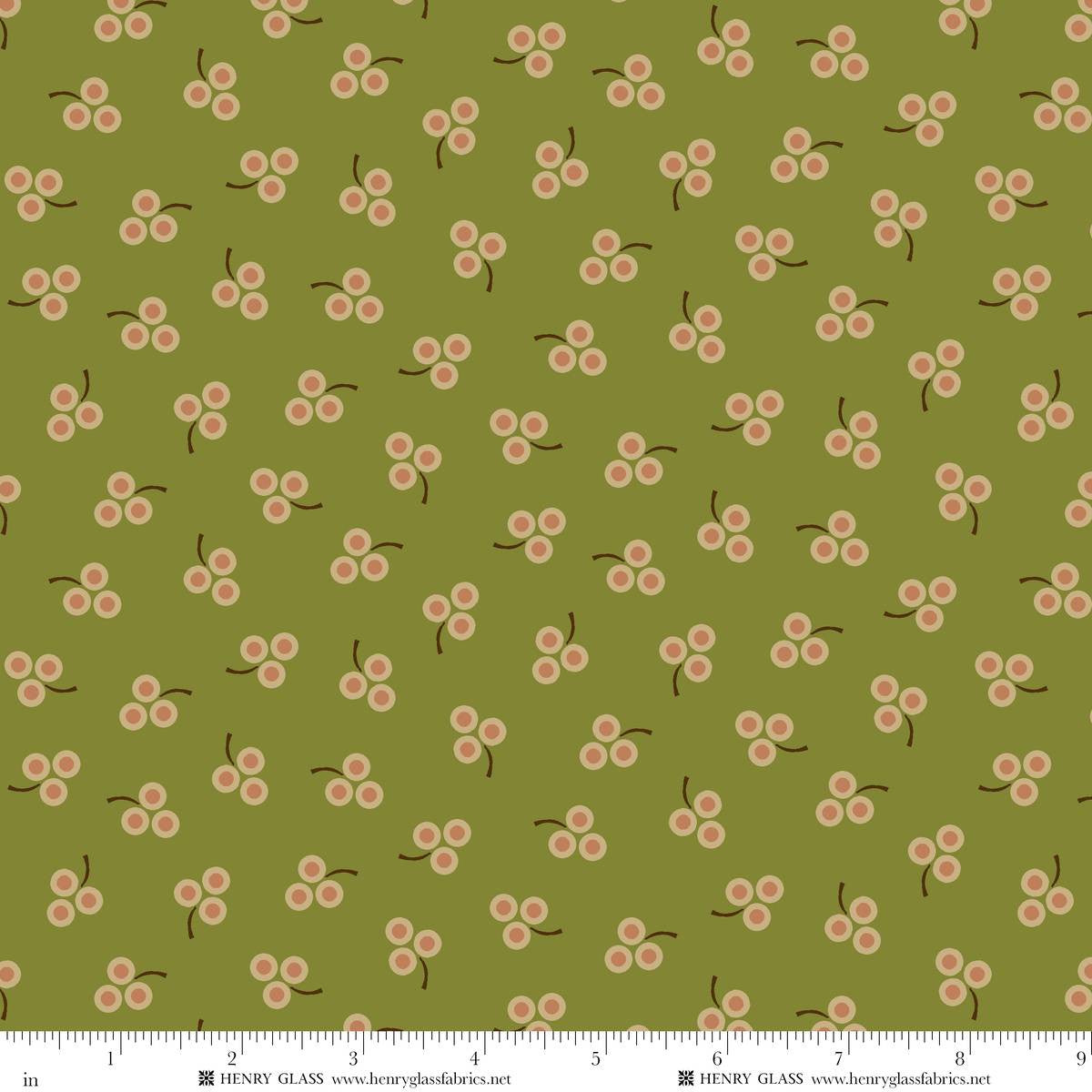 Fabric Henry Glass Sage Green Berry Bliss Harvest Thyme by the Quarter Yard 2461-66