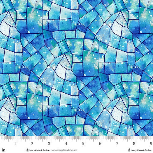 Fabric Henry Glass Sky Blue Kaleidoscope 108" Wide Back by the Quarter Yard 2178-77