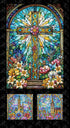 Fabric Henry Glass Turquoise/Black Faith in Full Color 24" Window Panel 2186P-79