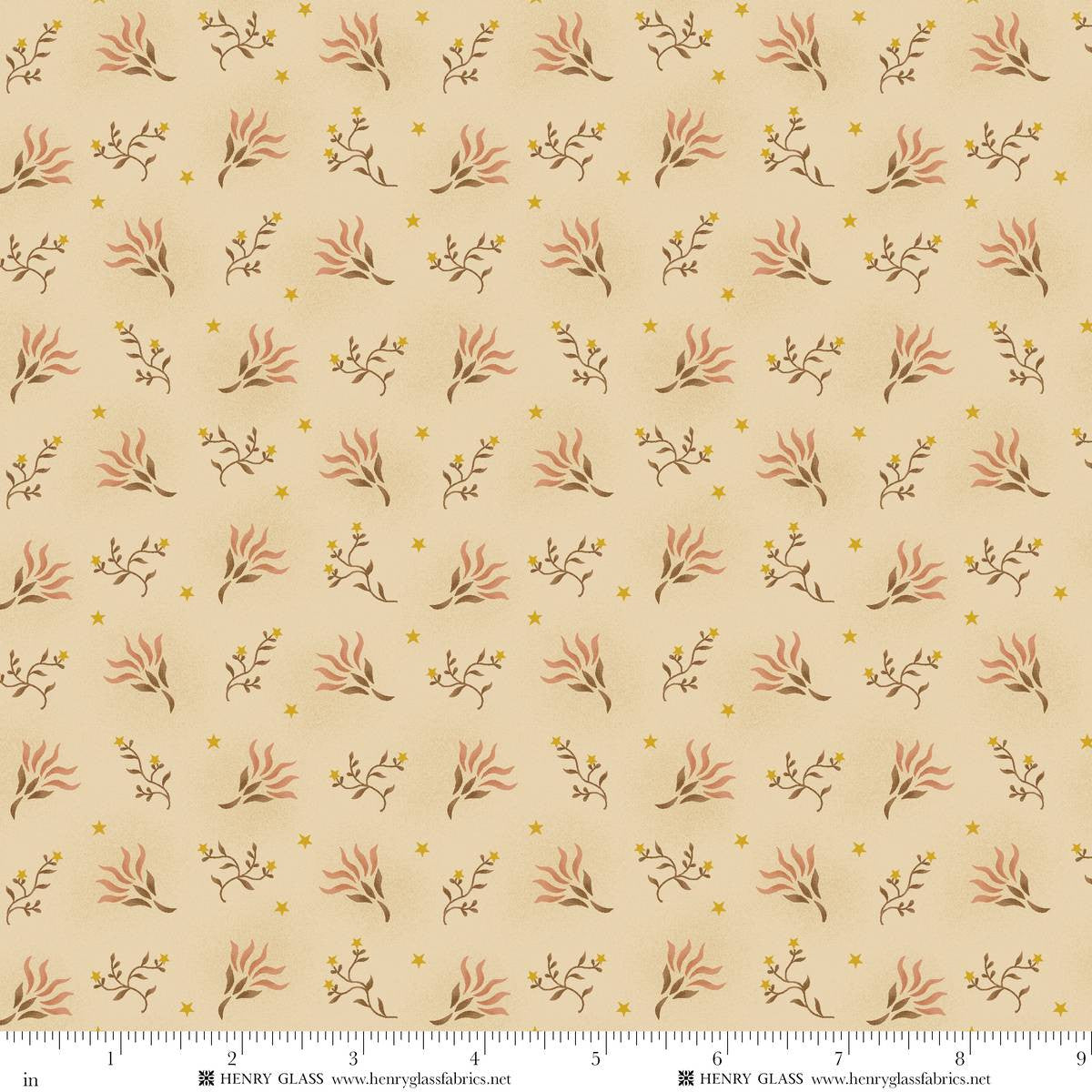 Fabric Henry Glass Wheat Clover Field Harvest Thyme by the Quarter Yard 2473-40