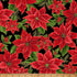 Fabric Hoffman Black Gold Large Poinsettias Blooming Holidays by the Quarter Yard X7787-4G