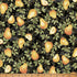 Pattern of pears and leaves on a black background with a ruler at the bottom.