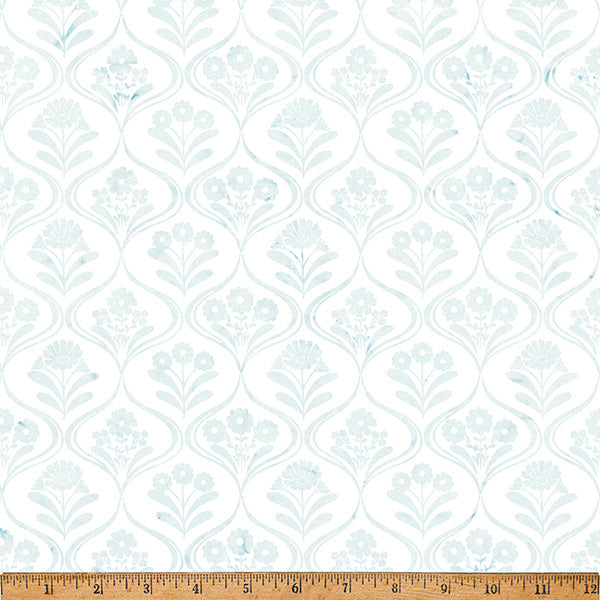 Fabric Hoffman Frost Scallop with Flowers Clear Skies Bali Batiks by the Quarter Yard X2652-113