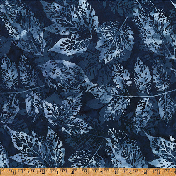Fabric Hoffman Liquorice Xray Leaves Clear Skies Bali Batiks by the Quarter Yard X2650-440