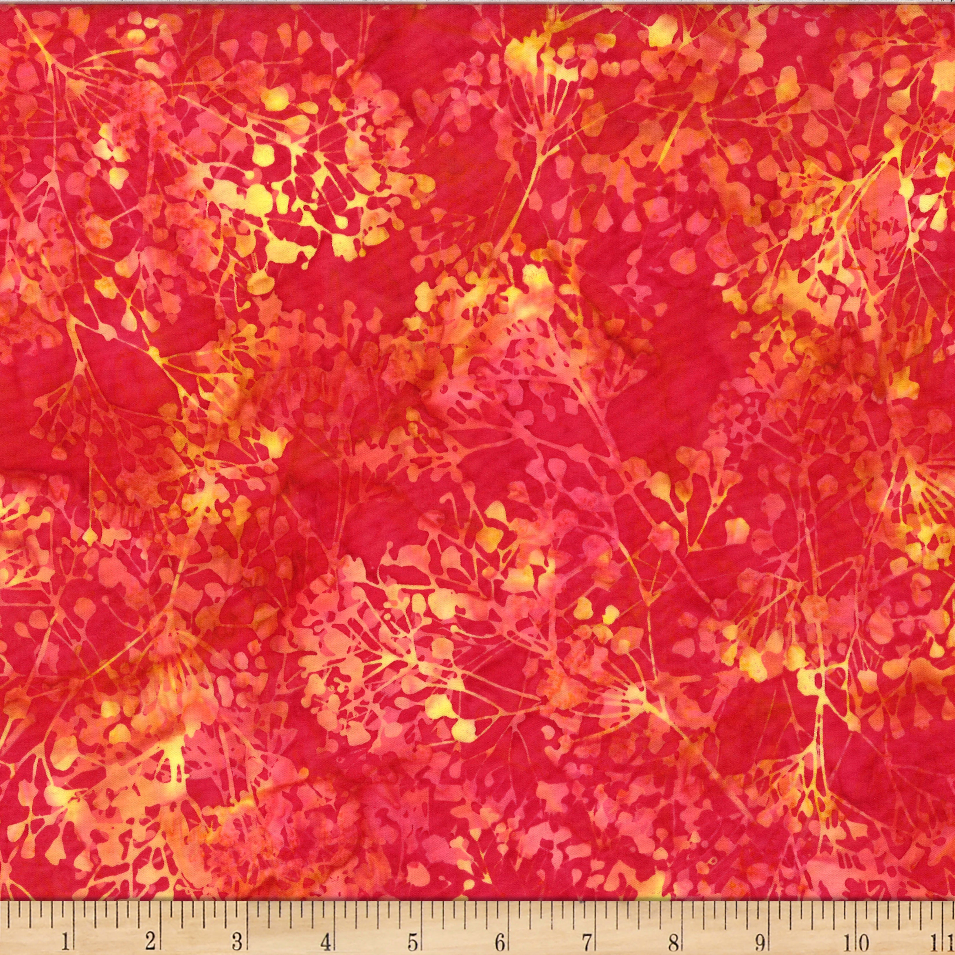 Fabric Hoffman Lucy Tossed Babysbreath Ruby Red Bali Batiks by the Quarter Yard X2618-348