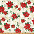 Fabric Hoffman Natural Gold Poinsettias Blooming Holidays by the Quarter Yard X7788-20G