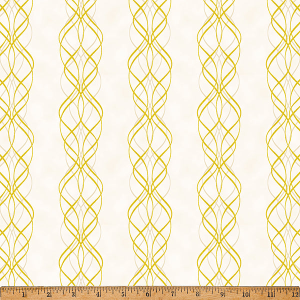 Fabric Hoffman Natural Gold Spiral Stripe Blooming Holidays by the Quarter Yard X7792-20G