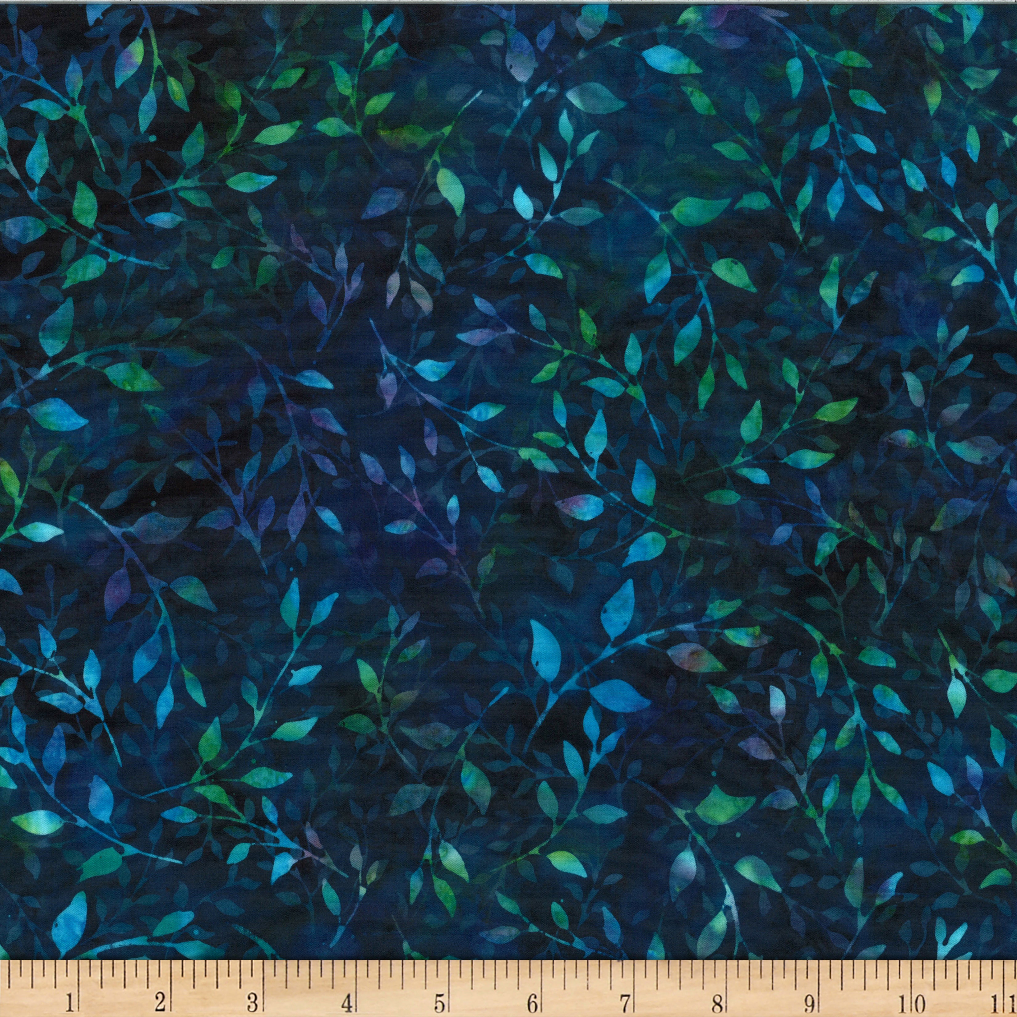 Fabric Hoffman Ocean Leafy Deep Sea Blue Bali Batiks by the Quarter Yard X2617-73