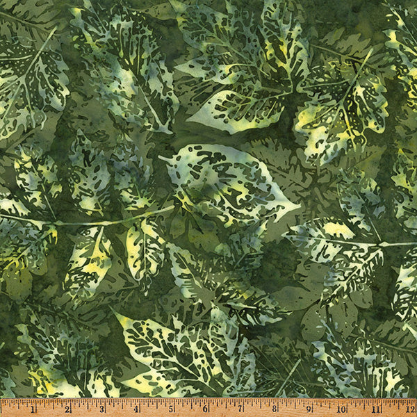 Fabric Hoffman Tavarua Leaves Big Foot Bali Batiks by the Quarter Yard X2650-365