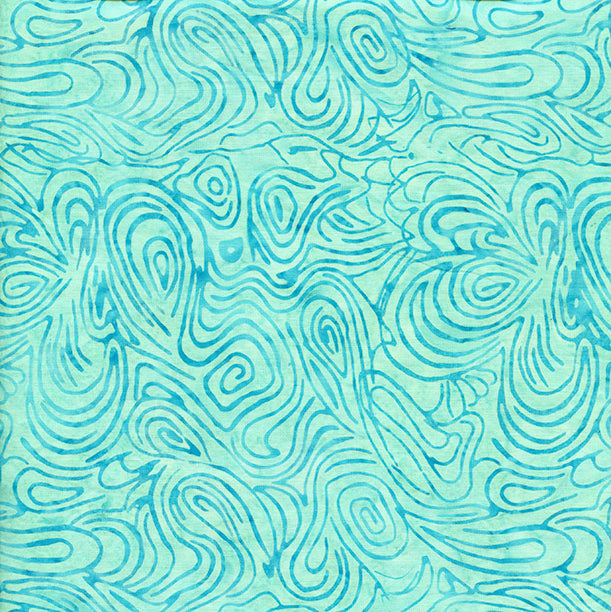 Patterned fabric with wavy lines in shades of blue