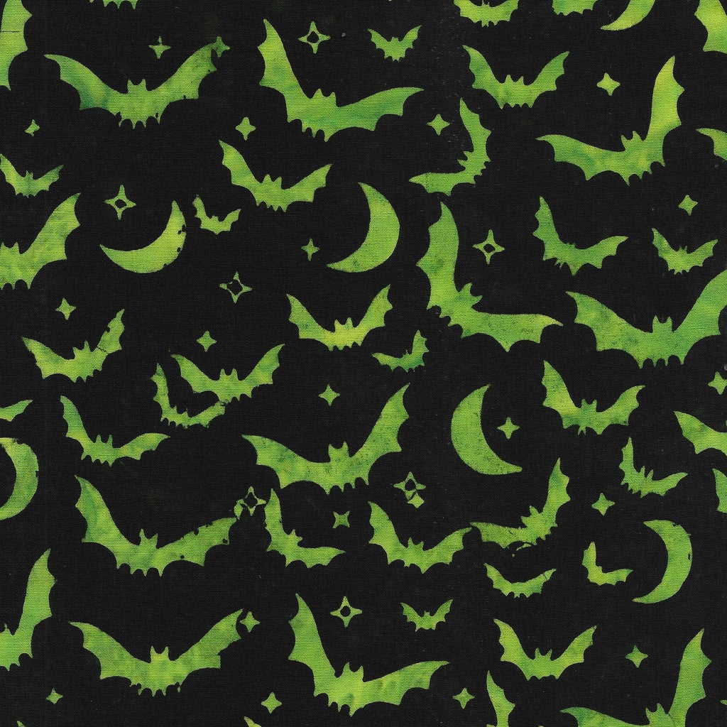 Fabric Lumin Black Bats Spooktacular Island Batiks by the Quarter Yard 122461795