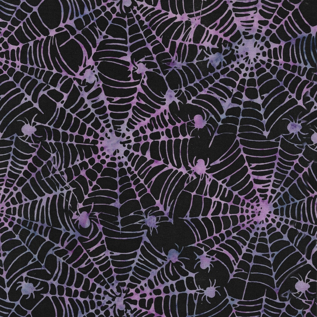 Fabric Lumin Black Spider Web Spooktacular Island Batiks by the Quarter Yard 122467795