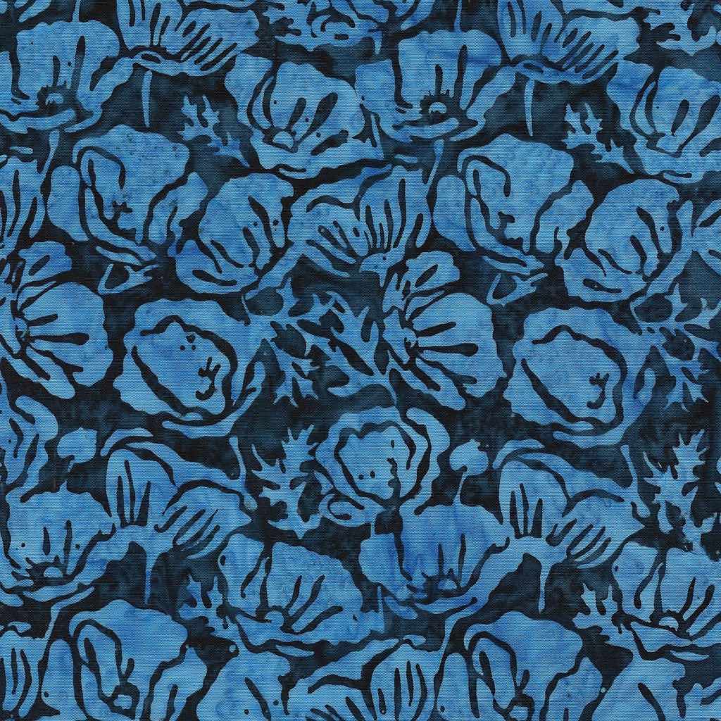 Fabric Lumin Blue Navy Poppies Floral Jubilee Island Batiks by the Quarter Yard 122456585
